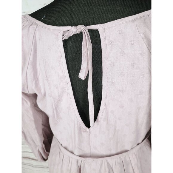 Mustard Seed Women's Mauve Peasant Blouse With Balloon Sleeves & Tie Back Detail - Picture 4 of 8